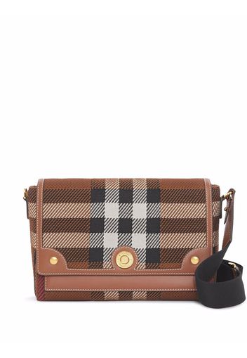Burberry Knitted Check and Leather Note Crossbody Bag - Braun