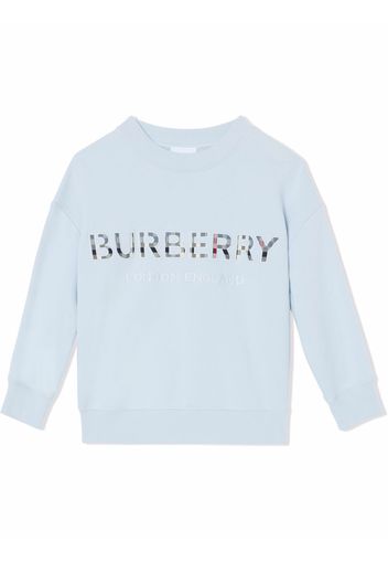 Burberry Kids embroidered logo crew-neck sweatshirt - Blau