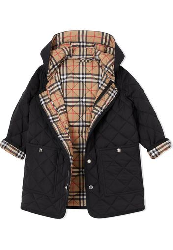 Burberry Kids diamond-quilted hooded jacket - Schwarz