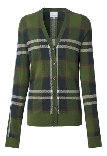 Burberry tartan-print V-neck cardigan - Grün