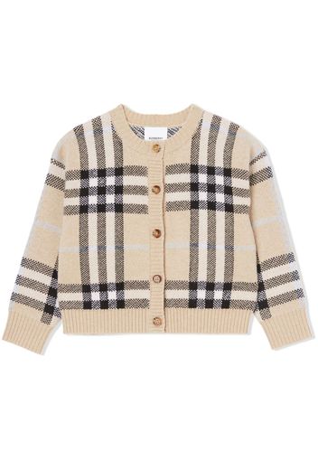 Burberry Kids Karierter Cardigan - Nude