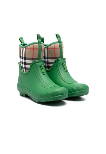 Burberry Kids vintage check zip-up rain boots - Grün