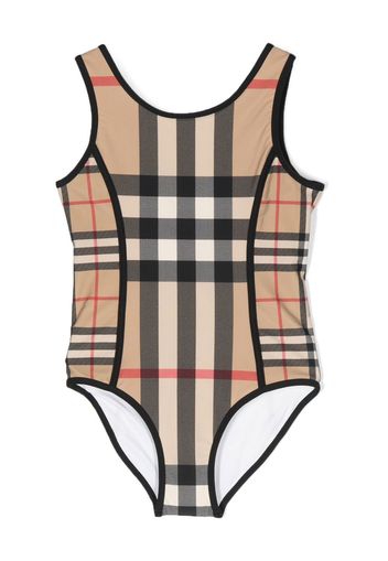 Burberry Kids Vintage Check-print swimsuit - Nude