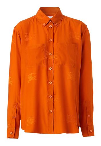 Burberry logo-embroidered long-sleeve shirt - DEEP GINGER IP PAT