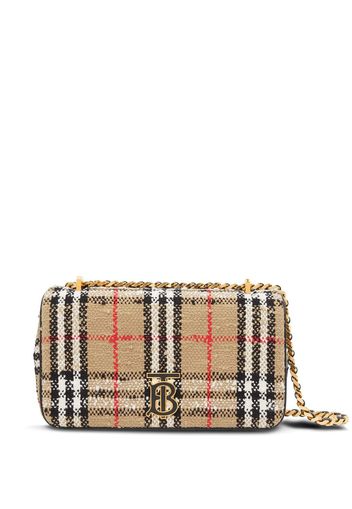 Burberry Lola Vintage-check bouclé shoulder bag - Nude