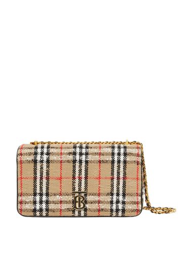 Burberry Lola Vintage-Check bouclé shoulder bag - Nude