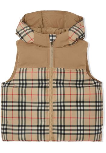 Burberry Kids Vintage Check reversible hooded gilet - Nude