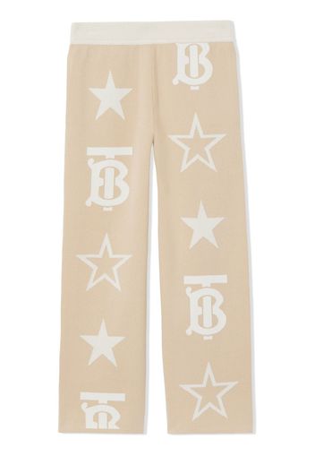 Burberry Kids TB Star cotton-blend jacquard trousers - Nude