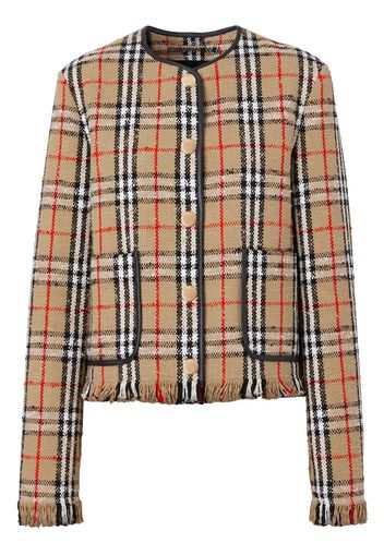 Burberry Vintage-Check Bouclé collarless jacket - Nude