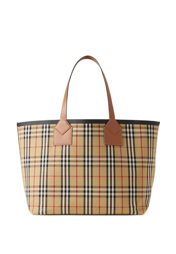 Burberry large London checked tote - BRIAR BROWN/BLACK