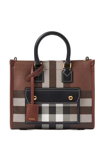 Burberry Check and Leather Mini Freya Tote - DARK BIRCH BROWN CHK