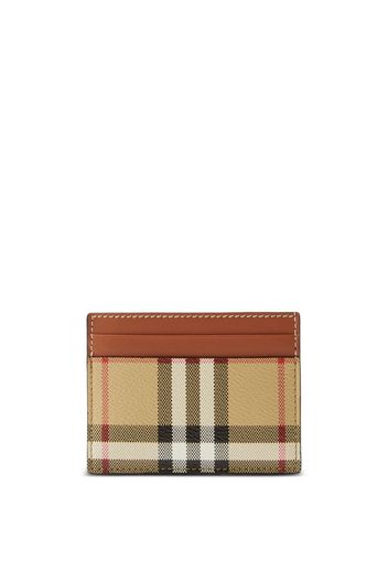 Burberry check-print leather card holder - Nude