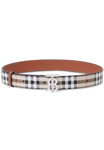 Burberry TB check-print leather belt - Nude