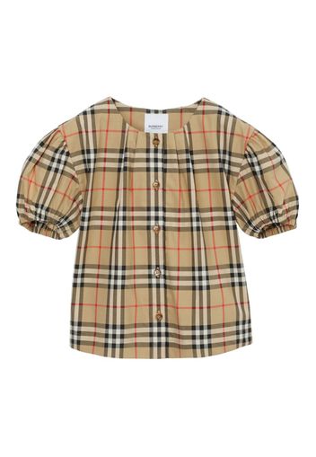 Burberry Kids checkered cotton twill blouse - Braun