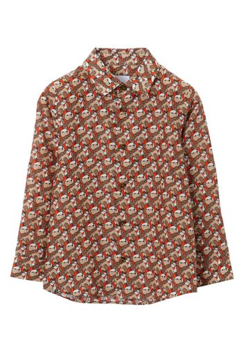 Burberry Kids Thomas Bear Print Cotton Silk Shirt - SCARLET ORNGE IP PAT