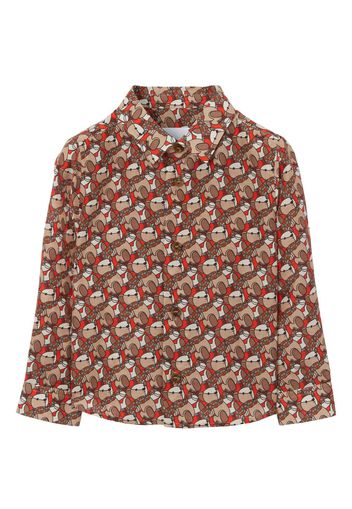 Burberry Kids Thoma Bear print cotton-silk shirt - Orange