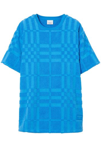 Burberry check-pattern round-neck T-shirt - Blau