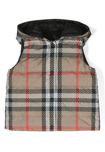 Burberry Kids check-pattern padded hooded gilet - Braun