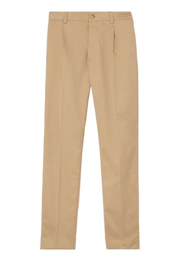 Burberry embroidered-logo cotton chino trousers - Nude