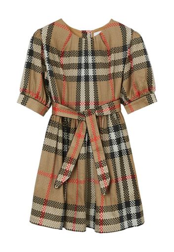 Burberry Kids Vintage-Check silk dress - Nude