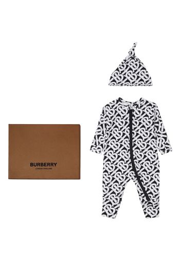 Burberry Kids monogram-print babygrow set - WHITE/BLACK IP PATT