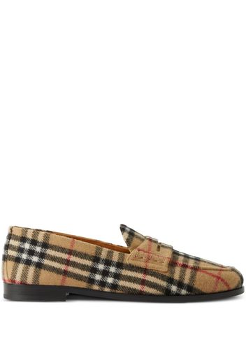 Burberry check-pattern round-toe loafers - Nude