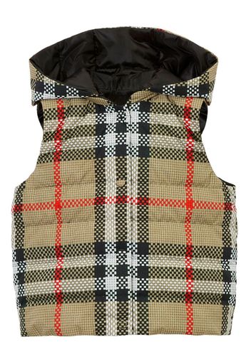 Burberry Kids reversible check hooded puffer gilet - Schwarz