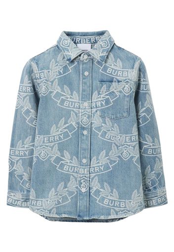 Burberry Kids Oak Leaf Crest Cotton Shirt - PALE BLUE IP PAT