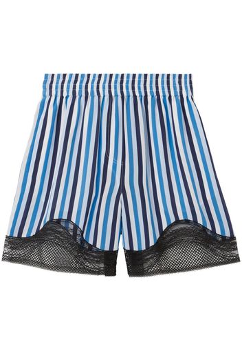 Burberry lace-trim striped silk shorts - Blau