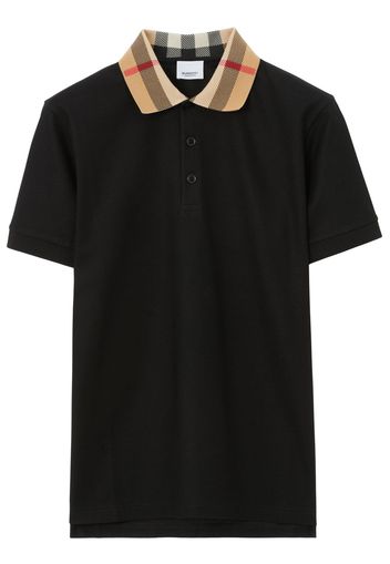 Burberry checkered-collar cotton polo shirt - Schwarz