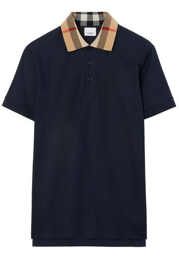 Burberry Poloshirt mit kariertem Kragen - Blau