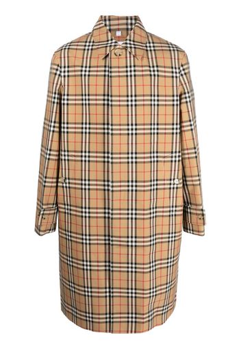 Burberry check-pattern cotton trench coat - Braun
