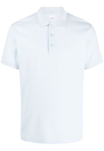 Burberry logo-embroidered collar polo shirt - PALE BLUE