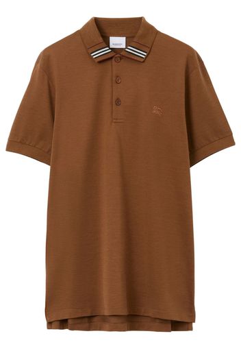 Burberry EKD-embroidered cotton-silk polo shirt - Braun