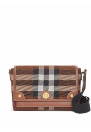 Burberry Knitted Check and Leather Note Crossbody Bag - Braun