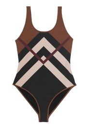 Burberry Badeanzug mit Chevron Check - Braun