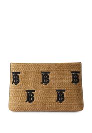 Burberry raffia embroidered monogram pouch - Nude