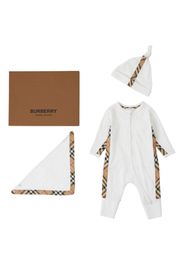 Burberry Kids Vintage Check panelled babygrow set - WHITE