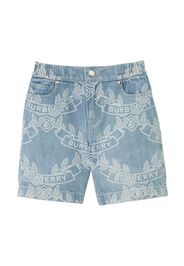 Burberry Kids Oak Leaf Crest print denim shorts - PALE BLUE IP PAT