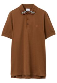 Burberry EKD-embroidered cotton-silk polo shirt - Braun