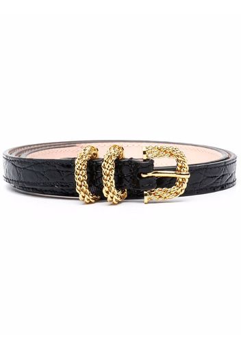 BY FAR croc-effect leather belt - Schwarz