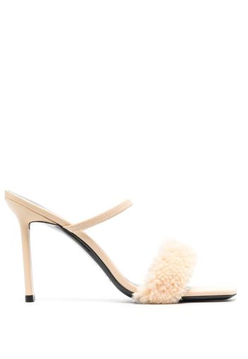 BY FAR 100mm Ada shearling sandals - Nude