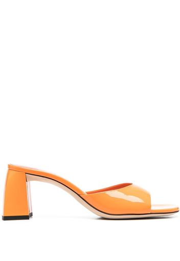 BY FAR Michele patent block-heel mules - Orange