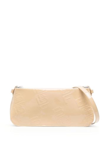 BY FAR patent embossed shoulder bag - Nude