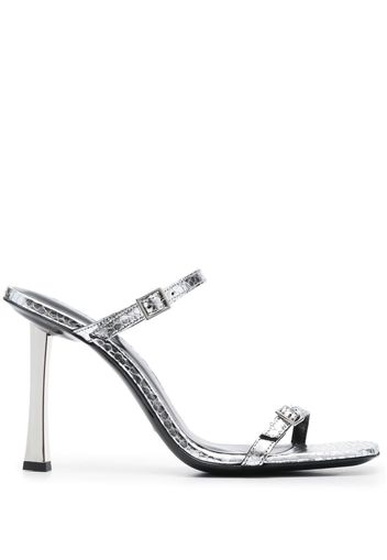 BY FAR Flick 90mm metallic leather sandals - Silber