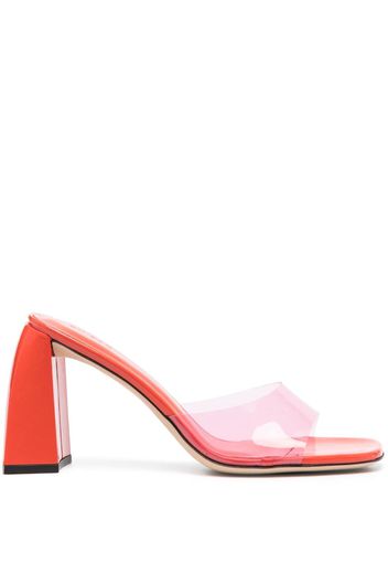 BY FAR Michele 100mm patent-leather mules - Orange