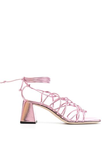 BY FAR Alexander 70mm metallic leather sandals - Rosa