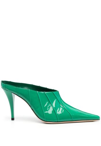 BY FAR Trish 100mm patent leather mules - Grün