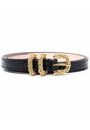 BY FAR croc-effect leather belt - Schwarz