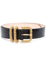 BY FAR Katina crocodile-effect belt - Schwarz